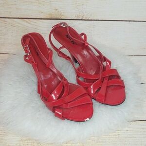 Miss Me Symbol strappy red slingback heels size 8.5